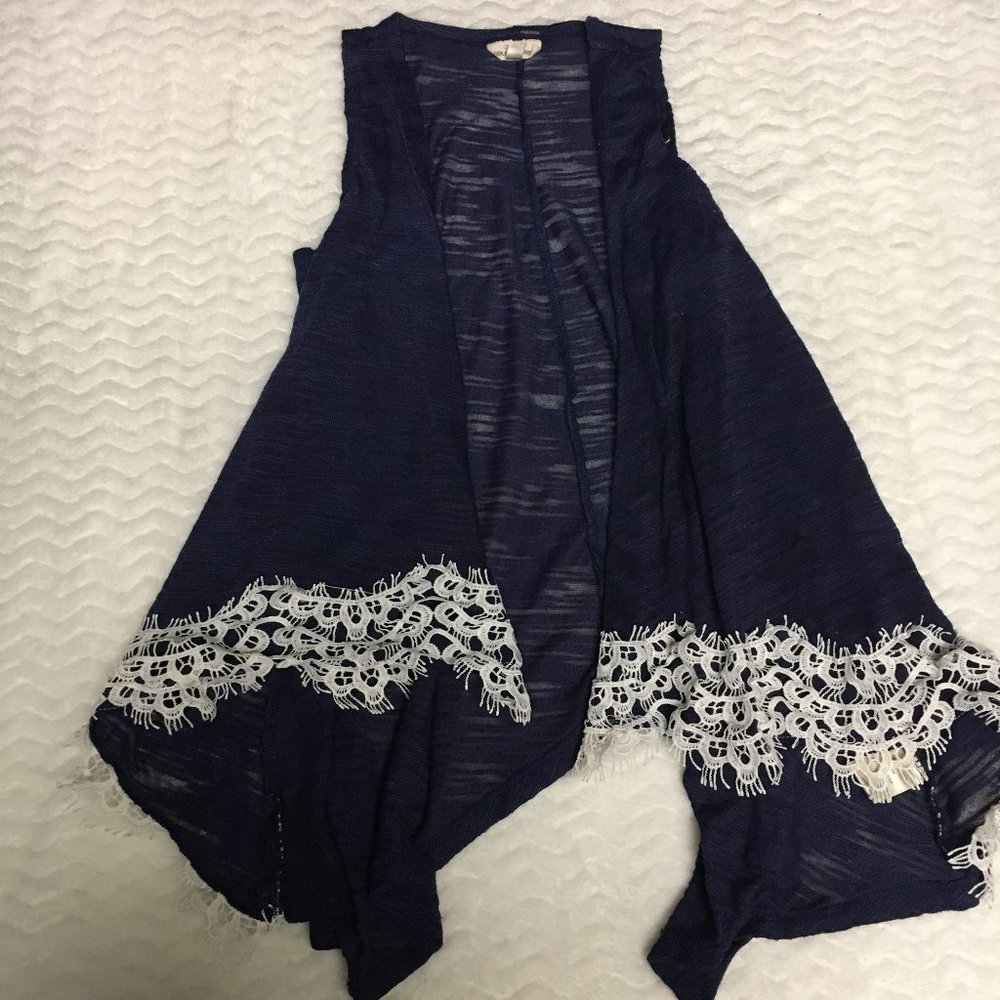 Knit Crochet Open Cardigan - Girls Medium